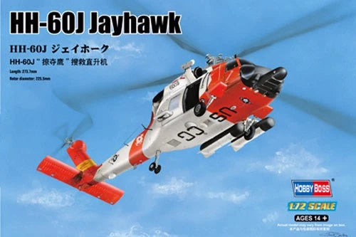 HobbyBoss 1/72 HH-60J Jayhawk helicopter model kit, red-and-white aircraft