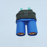 EC8 to MPX multiplex no-wire adapter with black cap and two blue sockets