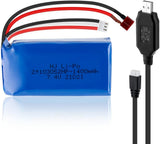 7.4V 1400mAh Battery + USB Charger for WLtoys A959-b/A969-b/A979-b/K929-B RC Car