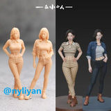 1/43 1/64 1/87 T-Shirt Cool Girl Scene Props Figure Model For Cars Vehicles