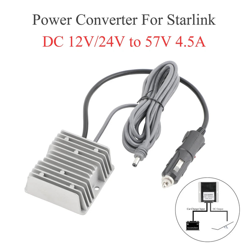 DC Converter 12V 24V to 57V 4.5A Car Charger DC Plug Extension Cable 5M 20M
