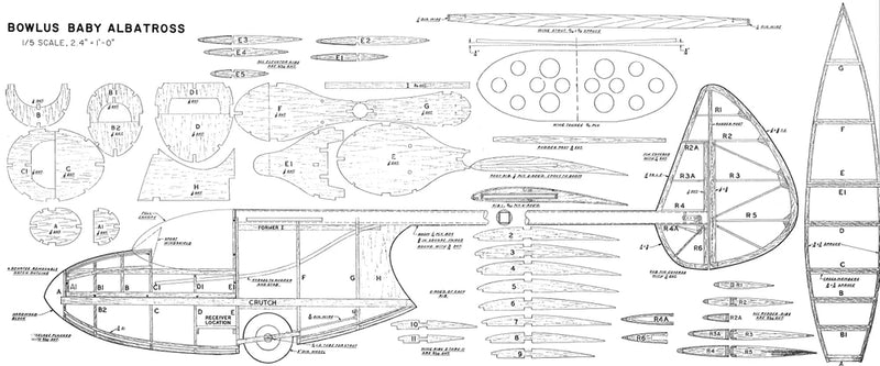 Bowlus Baby Albatross 1/5 Scale Glider 105" Wingspan RC Airplane Kit Short Kit
