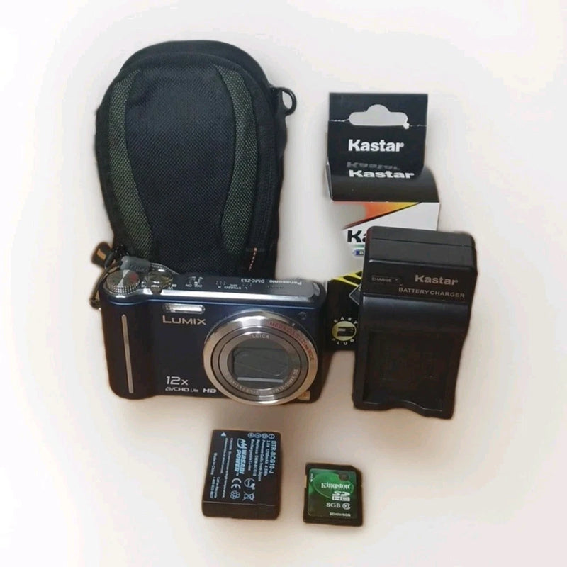 Panasonic Lumix DMC-ZS3 Blue Compact Digital Camera 8 GB CARD Tested