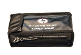 RACERS EDGE LIPO bag pouch, dark fabric with logo and warning label