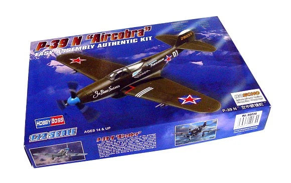 1/72 P-39 N Aircobra aircraft model kit box with decals and assembly instructions
