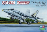1:48 F/A-18A Hornet military aircraft model kit box, gray jet with colorful markings