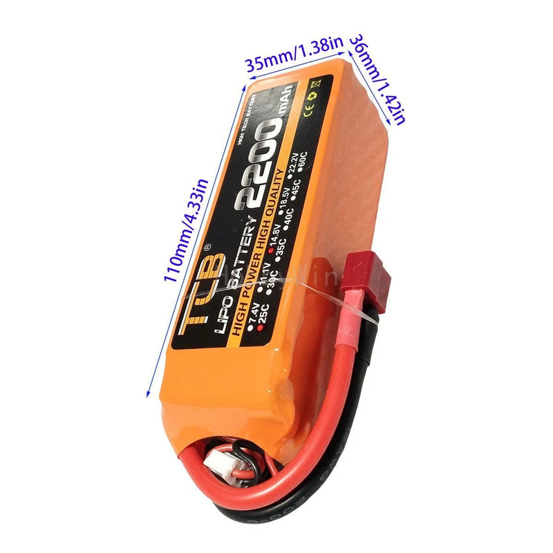 14.8V 4S 2200mAh 25C LiPo Battery T-type plug for RC Airplane Heli Copter Drone