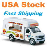 Fast Food Truck, Hot Dog, Burger, Beverage, Diecast Model Toy Car, Kinsfun, 5