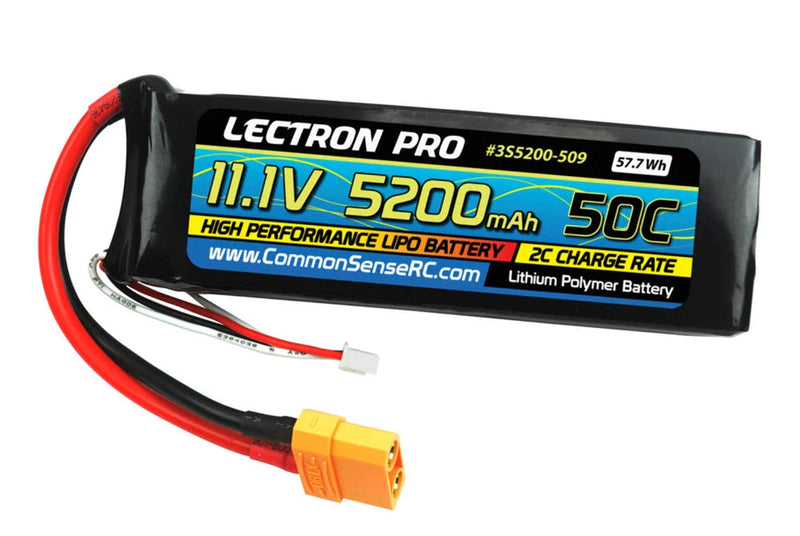 Common Sense RC (3S5200-509) Lectron Pro 3S 11.1V 5200mAh 50C Lipo Battery with Battery
