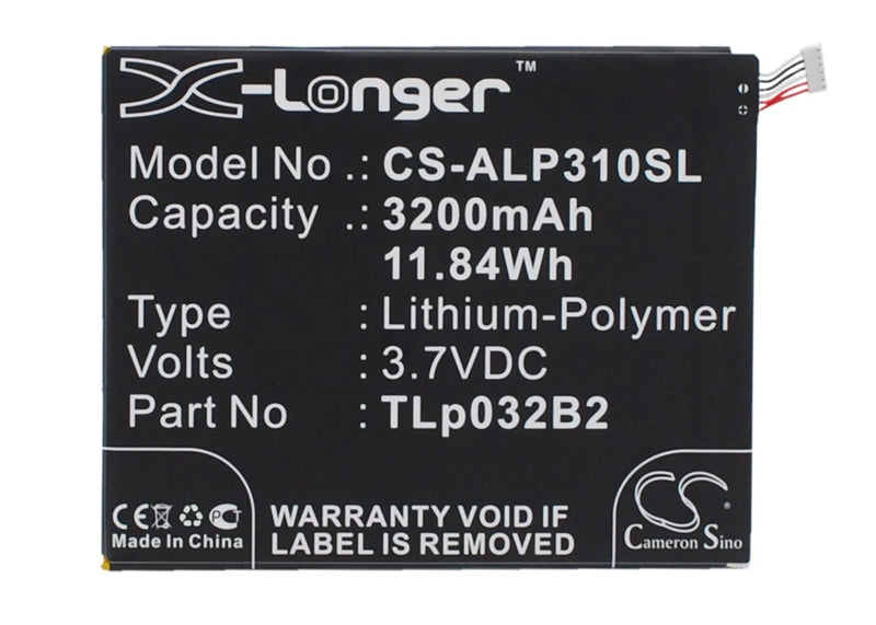 Battery for Alcatel One Touch Pixi 3 8.0 3G,OT-9006W,OT-9015W,OT-P310A,OT-P310X Battery