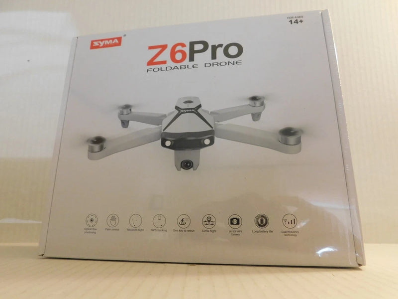 SYMA Z6Pro foldable drone retail box with quadcopter illustration