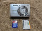 Fujifilm FinePix J110w 10MP Digital Camera Silver 4gb Card Tested