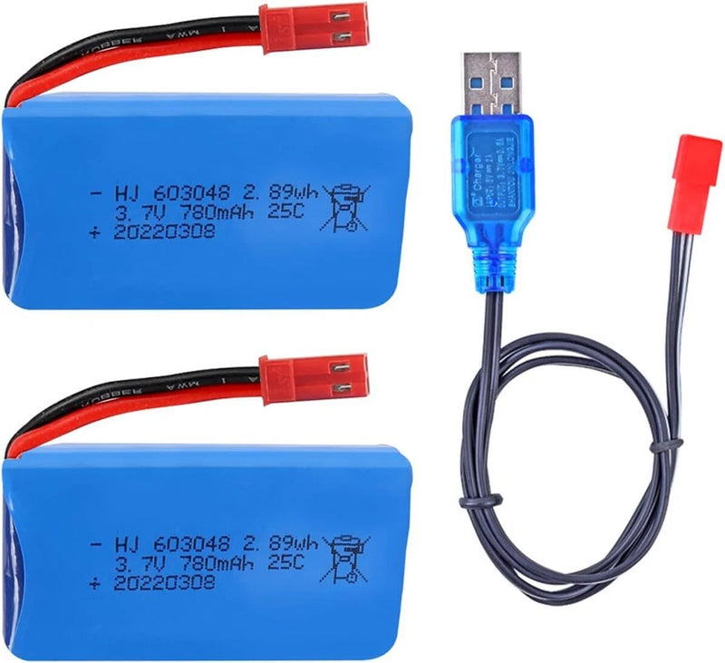 3.7v 780mah 25C Lipo Battery + USB cable for WLtoys V686 V626 V636 Q222 RC Drone