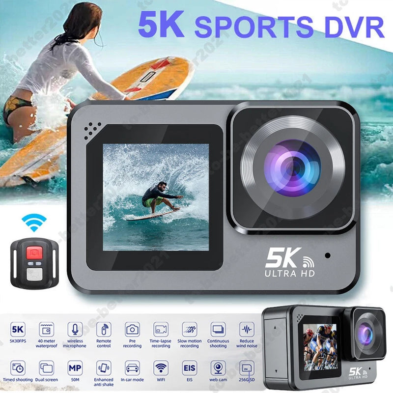 5K 50MP Action Camera,30FPS WiFi Ultra HD Sports 1.3" Dual Touch Screen 170??