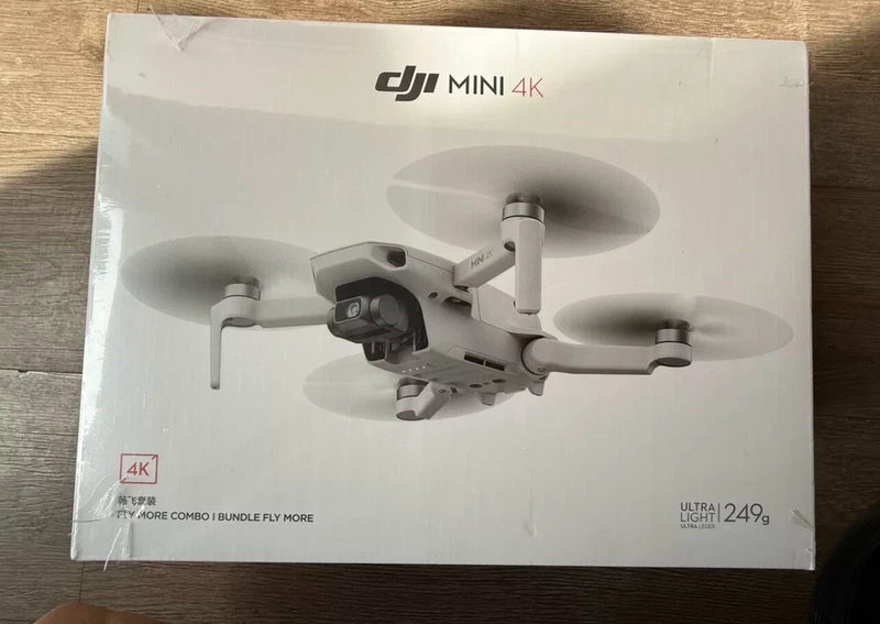 DJI Mini 4K drone combo box with printed drone illustration