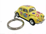 2.5" Kinsmart 1967 VW Beetle Pastel Decal Keychain Diecast Model Car 1:64 Yellow