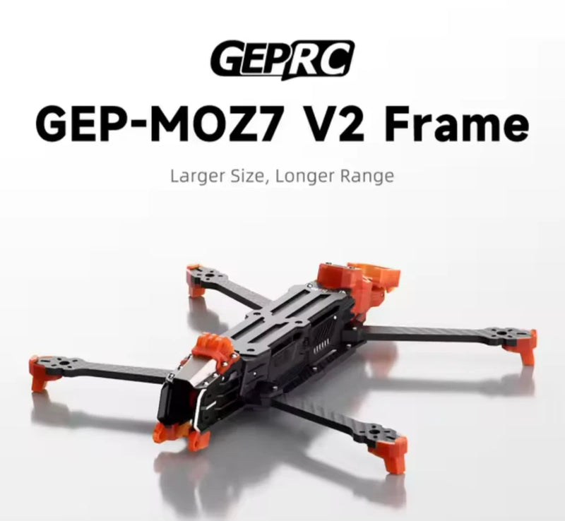 GEPRC GEP-MOZ7 V2 Frame Kit FPV Freestyle RC Racing Drone - Black/Coral Orange