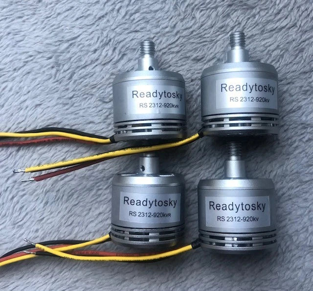 ReadytoSky brushless motor kit: four silver motors with yellow/black wire leads