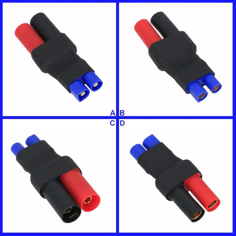 EC3-to-XT150 no-wire battery adapter with black housing, red and blue connector plugs