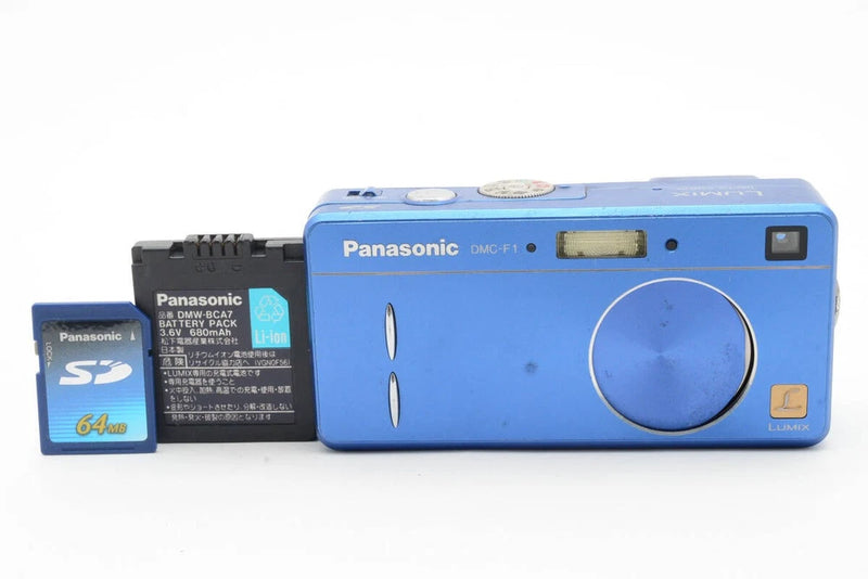Working Panasonic Lumix DMC-F1 Blue Compact Camera