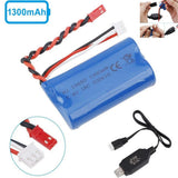 1300mAh 7.4V Lipo Battery 15C JST Plug USB Battery Charger for RC Car Off Road Battery