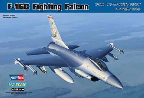 HobbyBoss 1/72 F-16C Fighting Falcon model kit box with fighter jet artwork