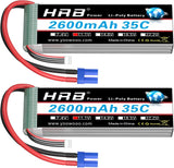 2PCS 3S 2600mAh Lipo Battery 11.1V 35C EC3 Compatible with RC Battery