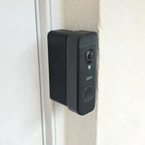 Blink wireless battery doorbell with matte black housing, camera, and doorbell button