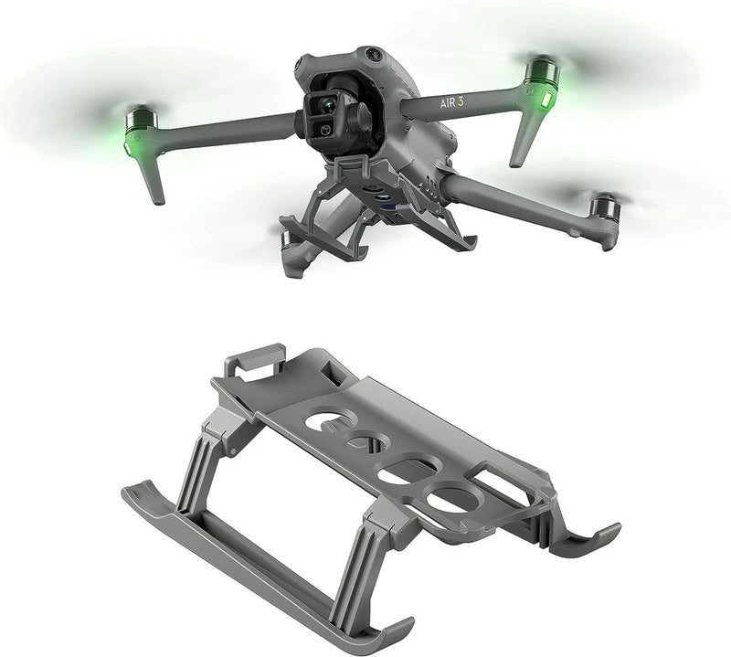 DJI Air 3 landing gear kit, gray frame with green mounts