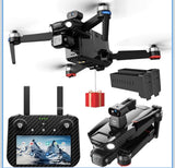 Black camera drone with 3-axis gimbal and tablet controller