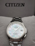 Citizen Attesa wristwatch with mother-of-pearl dial, silver-tone bracelet, date window