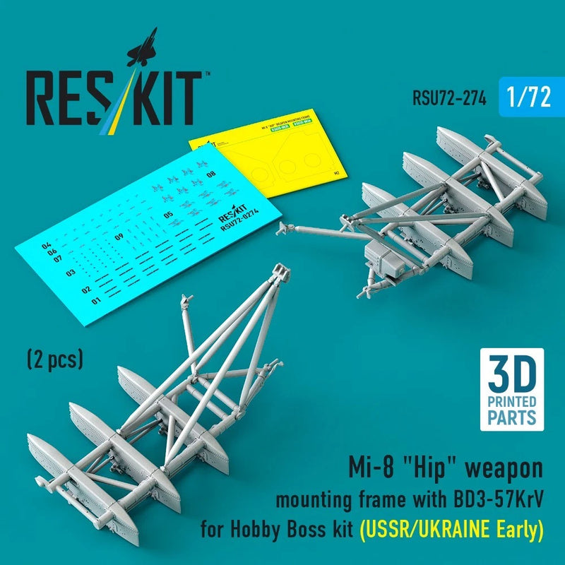 1/72 ResKit RSU72-0274 Mi-8 "Hip" weapon mounting frame with BD3-57KrV for Hobby
