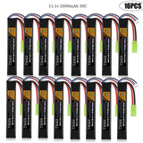 16pcs 11.1V 2000mAh 30C LiPo Battery with Mini Tamiya Plug for Airsoft RC Model Battery