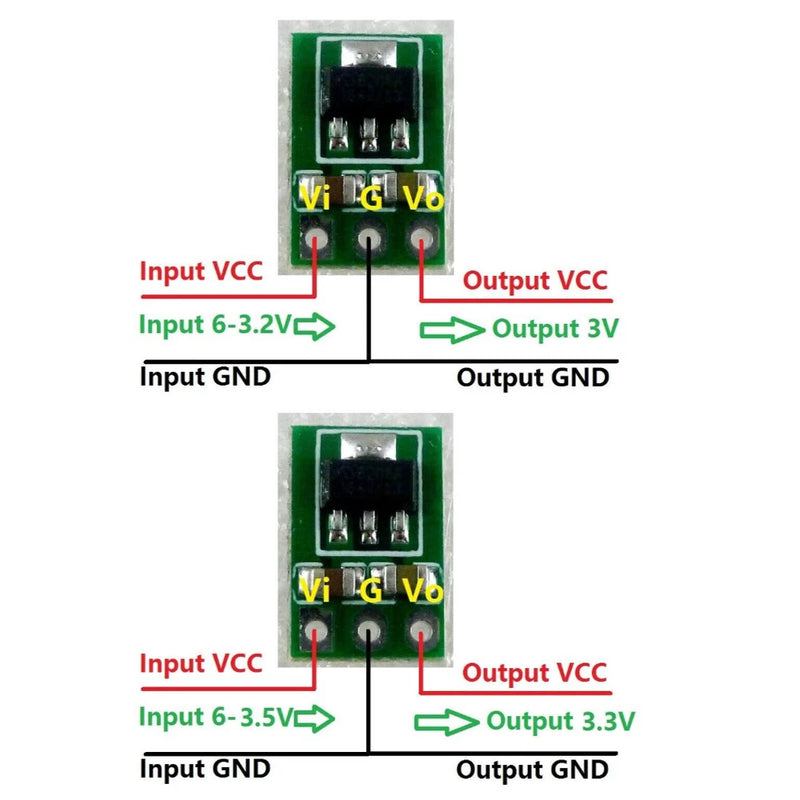 10PCS 3.3-6V to 3V 3.3V DC-DC Step-Down Power Supply Buck LDO  Voltage regulator