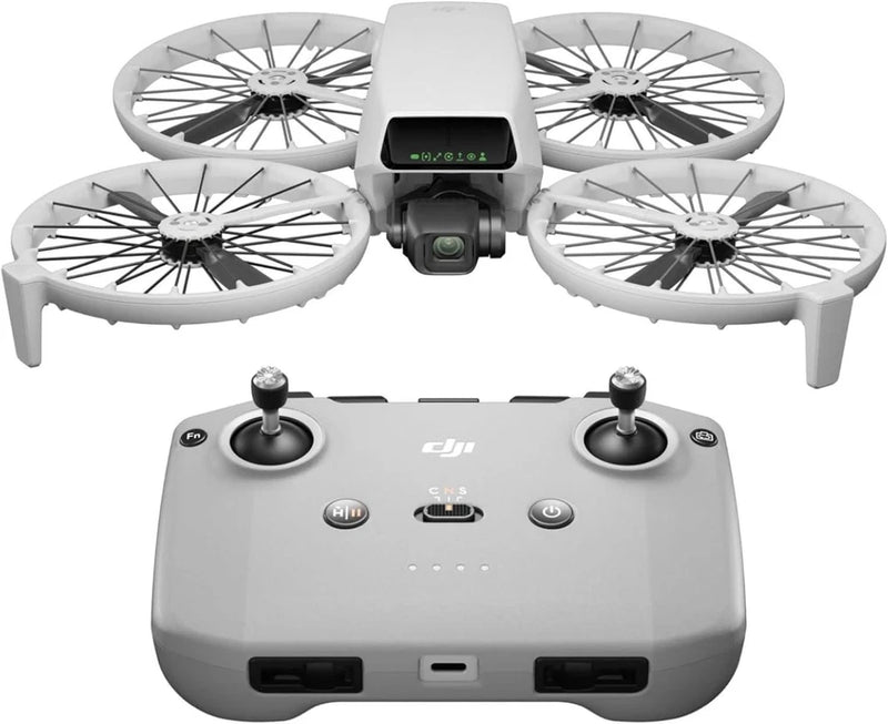 DJI Flip quadcopter drone with folding propellers and front camera, gray body