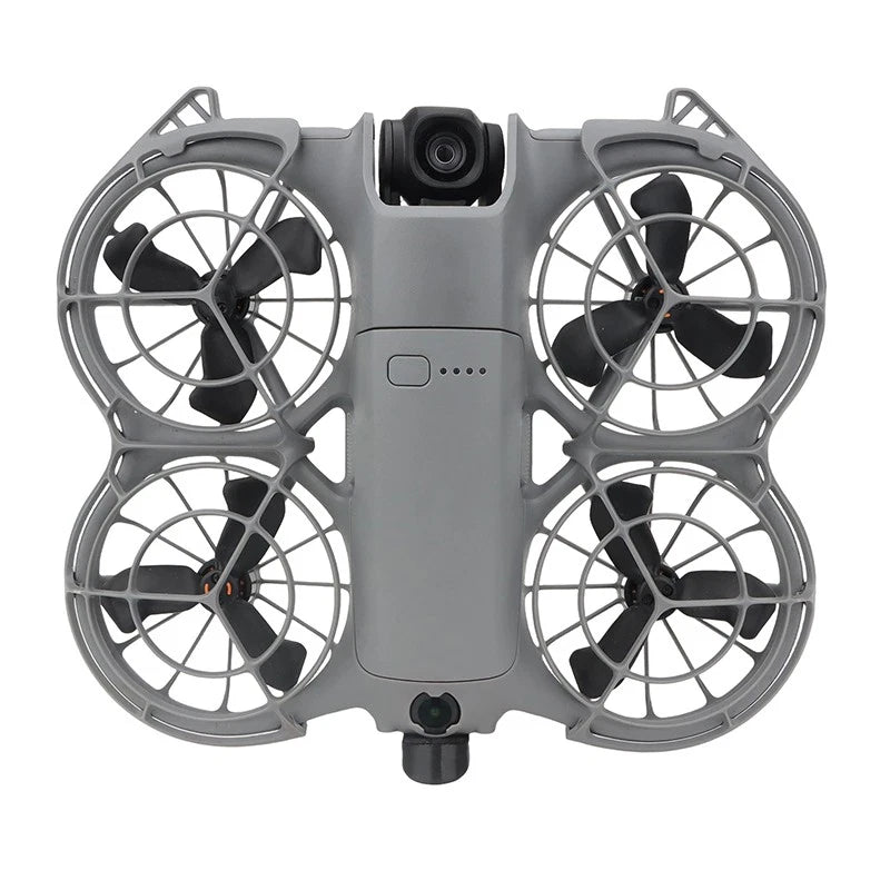 Gray drone propeller guard armor with camera mount opening