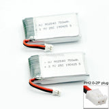 2Pack 3.7V 750mAh 25C LiPO Battery PH2.0 plug for RC Mini Airplane Copter Drone