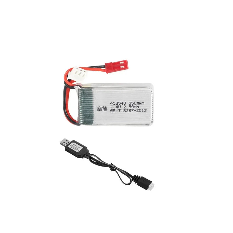 7.4V 350mAh 15C Lipo Battery + USB for KINGKONG 90GT X401H MJX X402 RC Mini FPV
