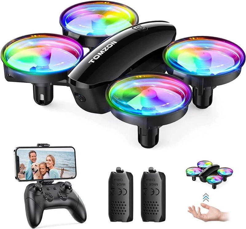 Tomzon quadcopter drone with four colorful LED lights and controller, for kids