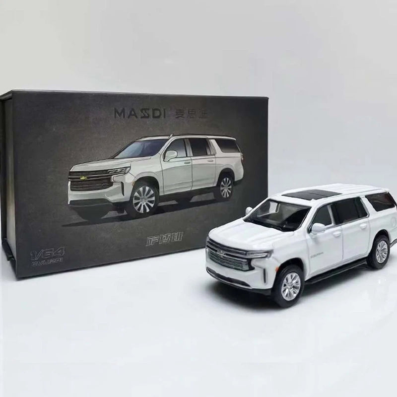 Masdi 1/64 Scale White Suburban SUV Diecast Metal Alloy Model Car - Collectible