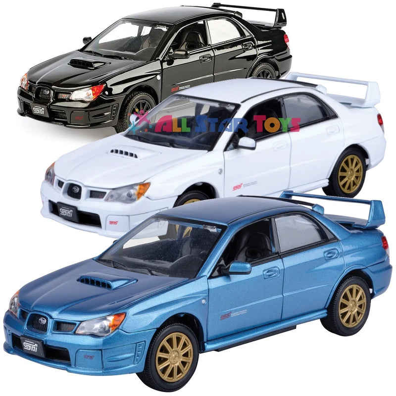 Subaru Impreza WRX STi 1:24 Diecast Model Motormax 73330 Choose White/Blue/Black