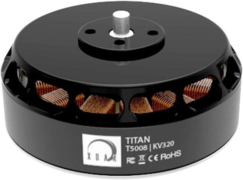 XOAR Titan T5008 KV320 brushless RC motor with mounting shaft and stator windings