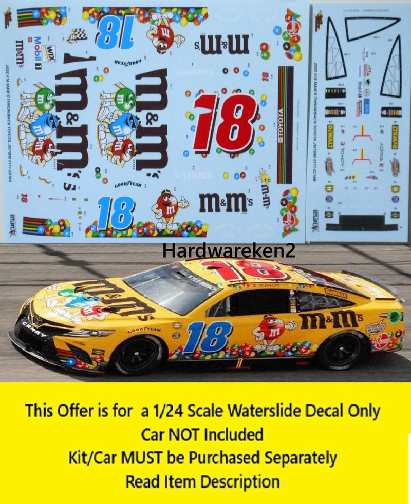 NASCAR DECAL #18 M&M's 2022 TOYOTA CAMRY KYLE BUSCH DARLINGTON 1/24 JWTBM