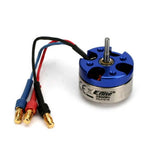 Blue brushless electric motor with shaft and three-wire lead with gold connectors