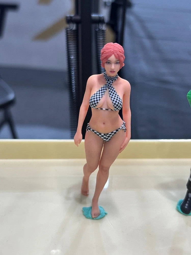1/64 1/43 1/18 1/16 Miniatures Red Hair Bikini Girl Scene Figure Model For Cars