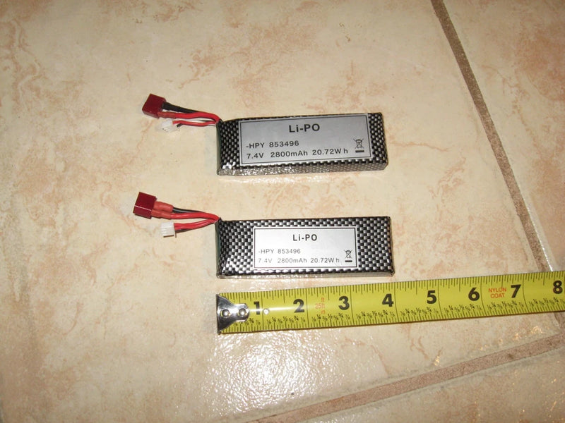 LOT OF 2 NEW HPY 853496 LIPO 2 Pcs 7.4V 2800mAh 2Li-po Battery 20.72W h