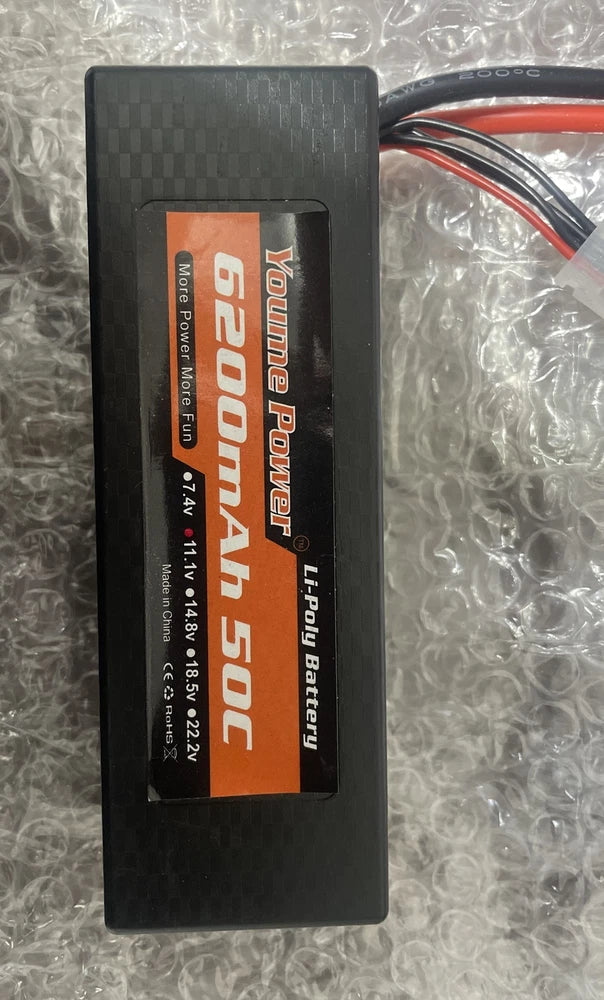 Youme Power Lithium Poly Battery Pack 6200mAh 50C 11.1V T Plug Connector Battery