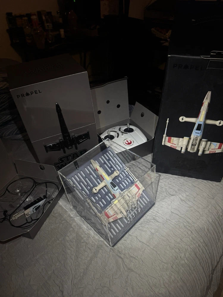 Star Wars T-65 X-Wing battling drone collector box with parts and wings