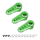Green aluminum RC steering servo arm horn set, 3 pcs with screws and pins