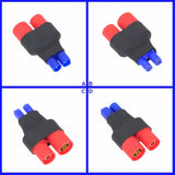 EC2-to-HXT 6mm no-wire battery adapter, black housing with red and blue connectors